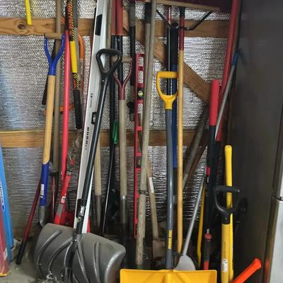 Collection of Shovels, Rakes, Plows & Gardening Tools