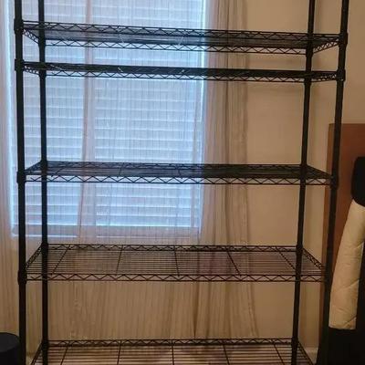 Adjustable Black Metal Wire Shelf Unit