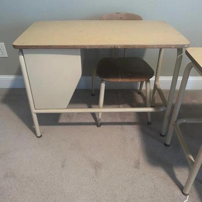 Vintage Childrens’ Desks With Chairs (2)