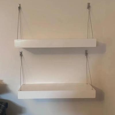 White Floating Shelves w/cable type suspension-Set Of 3