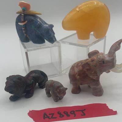 AZ889J Collection Of 5 Hand-carved Animals 