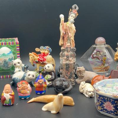 AZ933J Asahi Peacock and Lotus Flowers Lidded Trinket and More