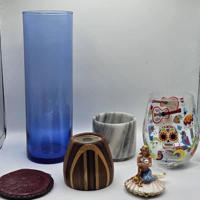 AZ524J Stemless Wine Glass Mermaid Trinket Vase & more