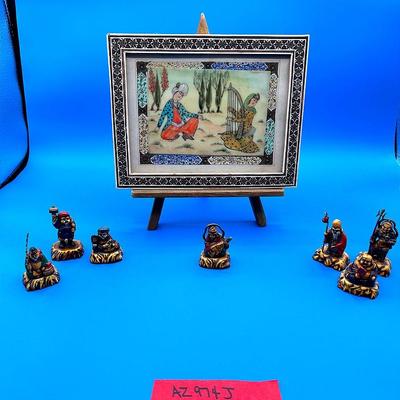 AZ974J  7 Gods Of God Fortune & Persian Mini Painting 