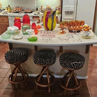 Vintage colorful glassware