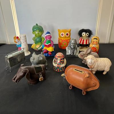 Mixed Lot of Collectible Coinbanks - Ceramic, Metal & Some Leather!