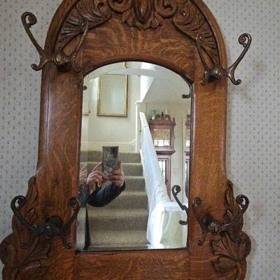 Antique Mirror & Coat Rack