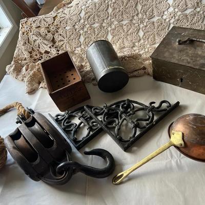 Wood Block, Mitered Box Iron Brackets Mystery Box