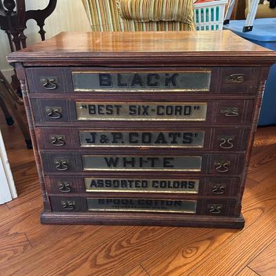 Antique J&P Coats Spool Cabinet 