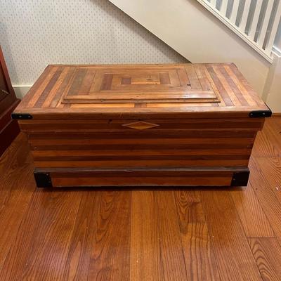 Vintage Inlaid Parquetly Wooden Chest