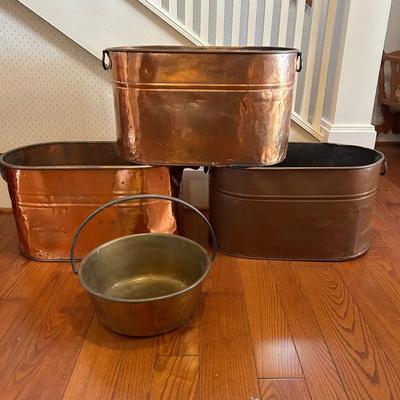 Double Handle Copper Boiler Tubs & Brass Basket