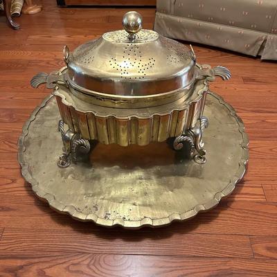 Antique Arabic Brass & Copper Brazier with Tray 