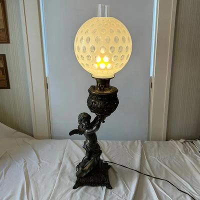 Vintage Victorian Style Cherub Banquet Lamp