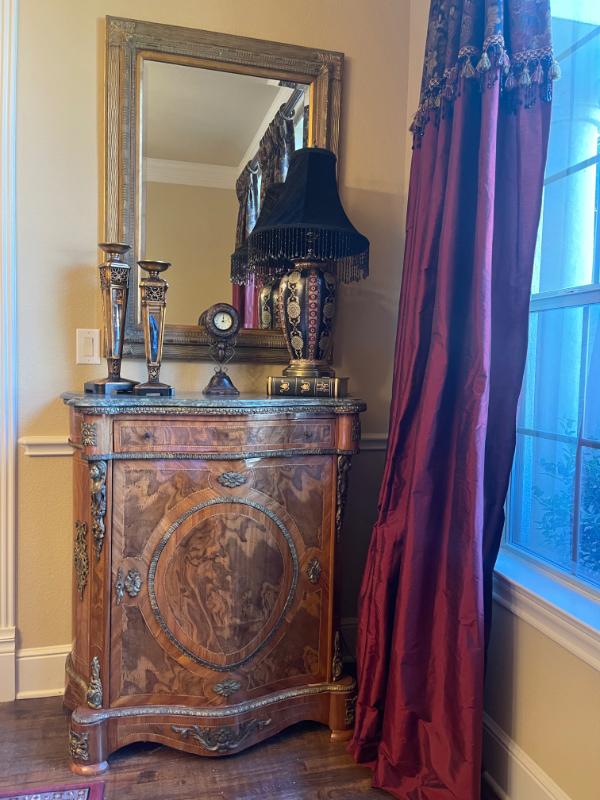 Sale Photo Thumbnail #4: Inlaid wood with marble top chest 