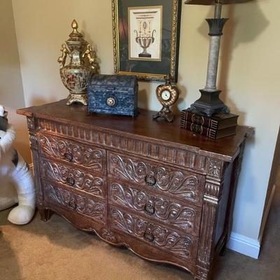 Hand carved wooden chest