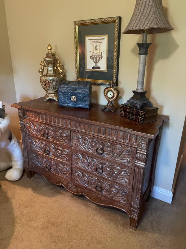 Sale Photo Thumbnail #105: Hand carved wooden chest