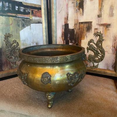 19TH CENTURY BRONZE DRAGON JARDINIER/INCENSE BURNER