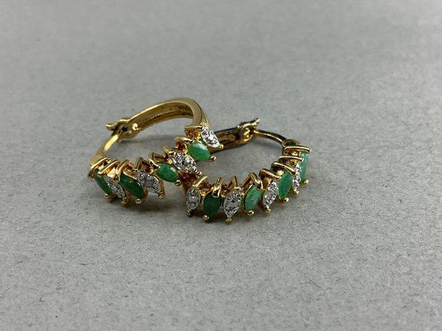 Gold over Sterling Emerald Earrings