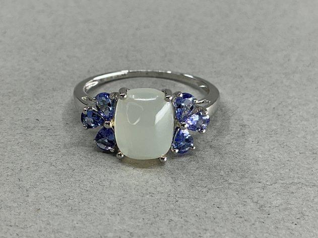Sterling Moonstone, Tanzanite Ring