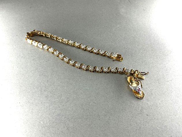 Sterling Bracelet with Ruby Sandal Charm