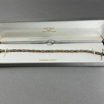 18K over Sterling Diamond Accent Bracelet