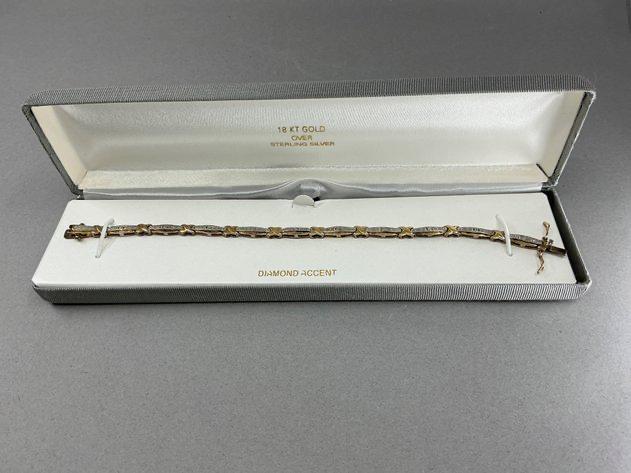 18K over Sterling Diamond Accent Bracelet