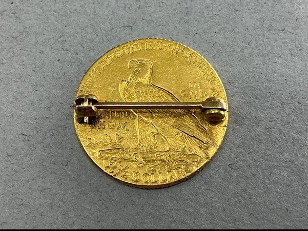 Incused Quarter Eagle Gold Coin Brooch