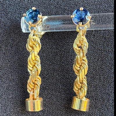 14K Blue Sapphire Earrings