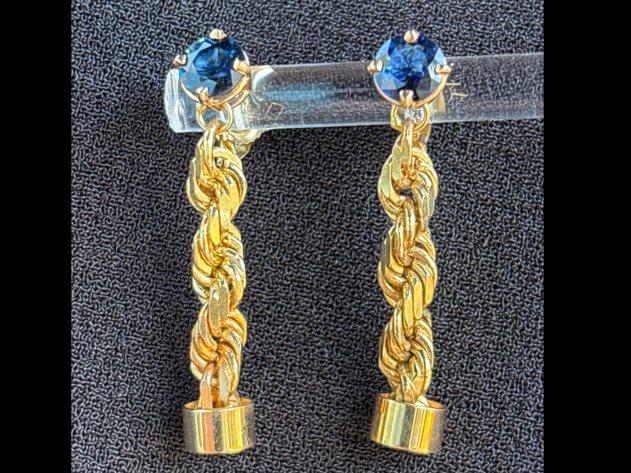 14K Blue Sapphire Earrings