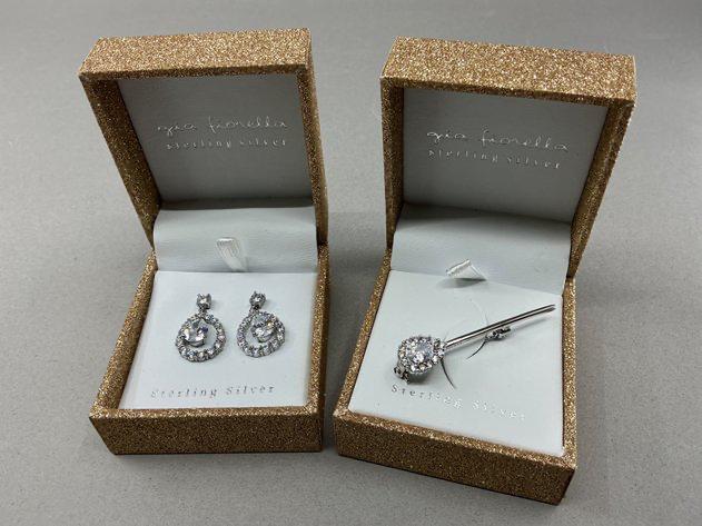 Gia Fiorella Sterling Silver Earrings and Pin