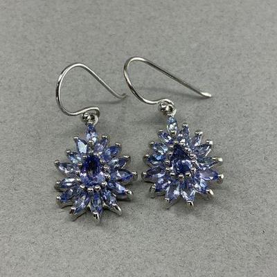 Sterling Silver, Tanzanite Drop Earrings