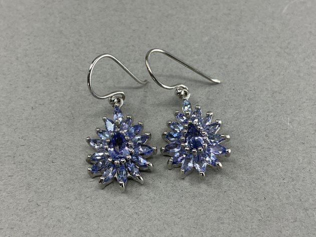Sterling Silver, Tanzanite Drop Earrings