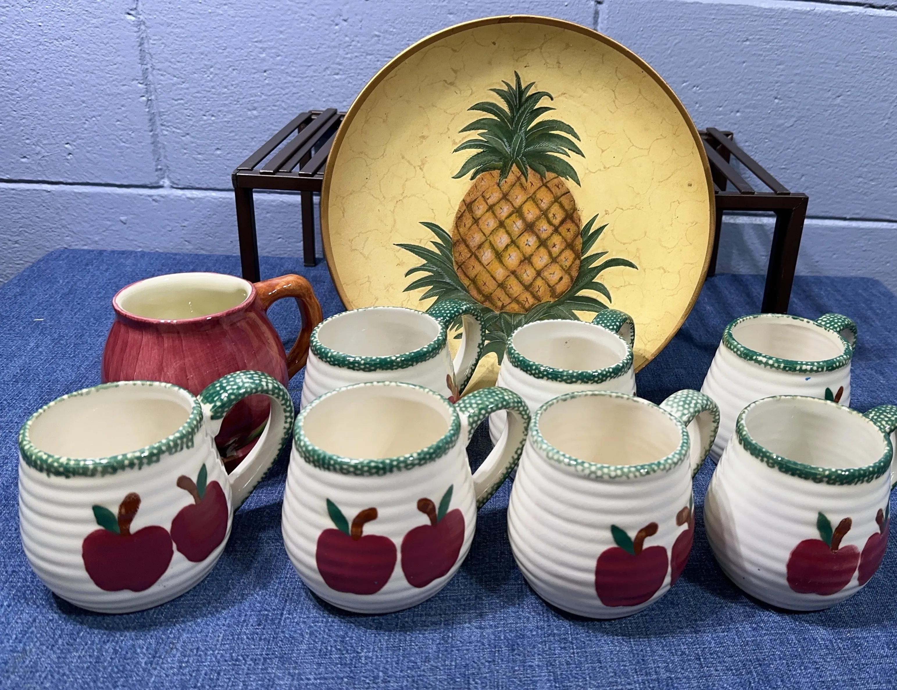 Vintage Alco Industries Stoneware Red Apple Pottery