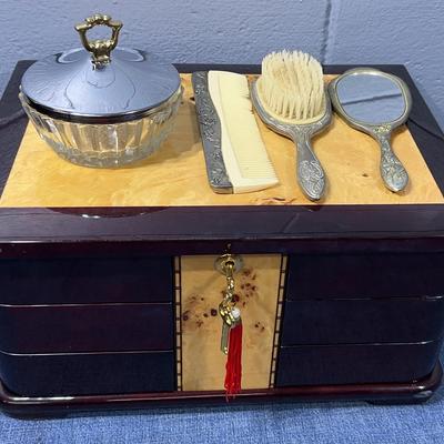 Jewelry Box And Silverplated Brush Set
