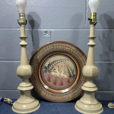 Tonala Platter And MCM Table Lamps