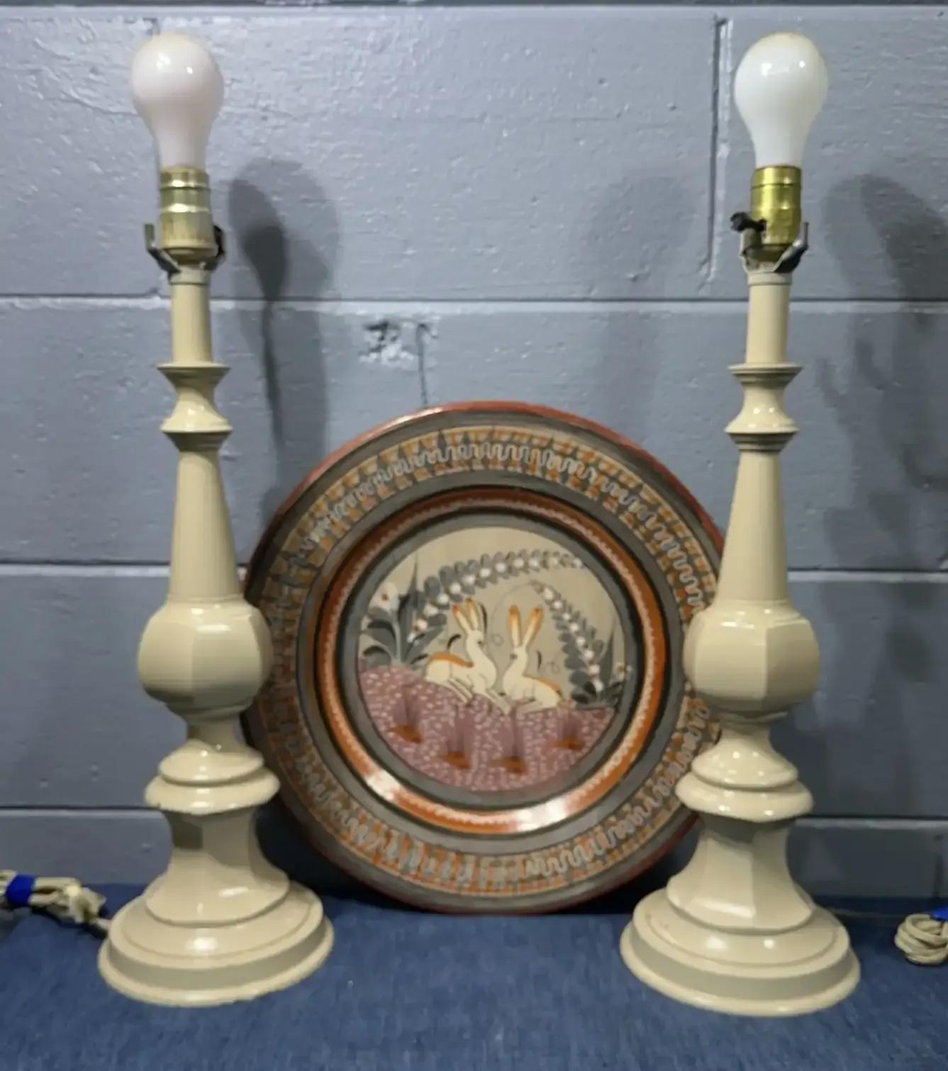 Tonala Platter And MCM Table Lamps