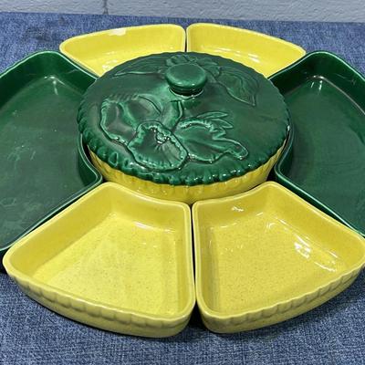 Vintage California Pottery lazy susan serving set. 