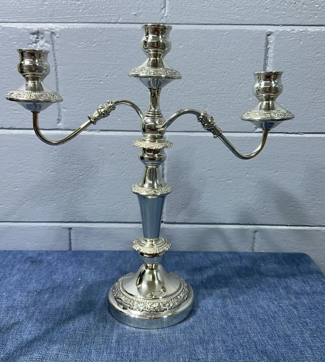 Antique Silver Plated Convertable Candelabra 
