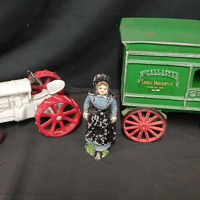 Vintage Cast Iron Collectibles Truck, Tractor and family