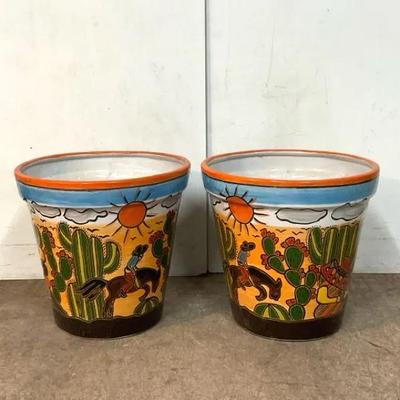 Talavera Desert Scene Planters