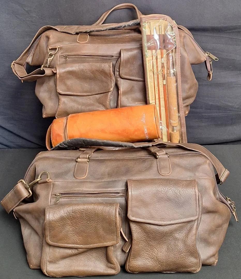 Two Vintage L.L. Bean Leather Messenger Bags, Vintage Fishing Rod, And More