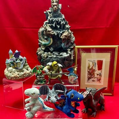 Dragon Water Fountain, Heritage Mint Dragon Castle Music Box + More Dragon Figurines