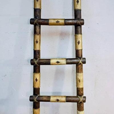 Rustic Wood And Leather Ladder