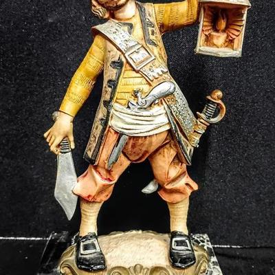 Depose Fontanini “Pirate with Lantern” Figurine – Hand-Painted Resin on Genuine Carrara Marble Base