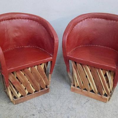 Two Red Equipale Chairs and Table