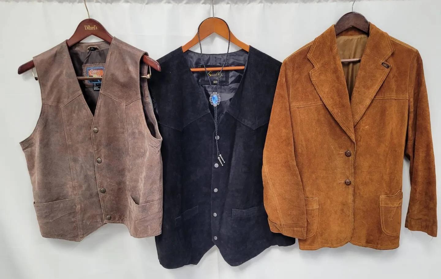 Men's Large Leather Jacket, Vests and Bolo