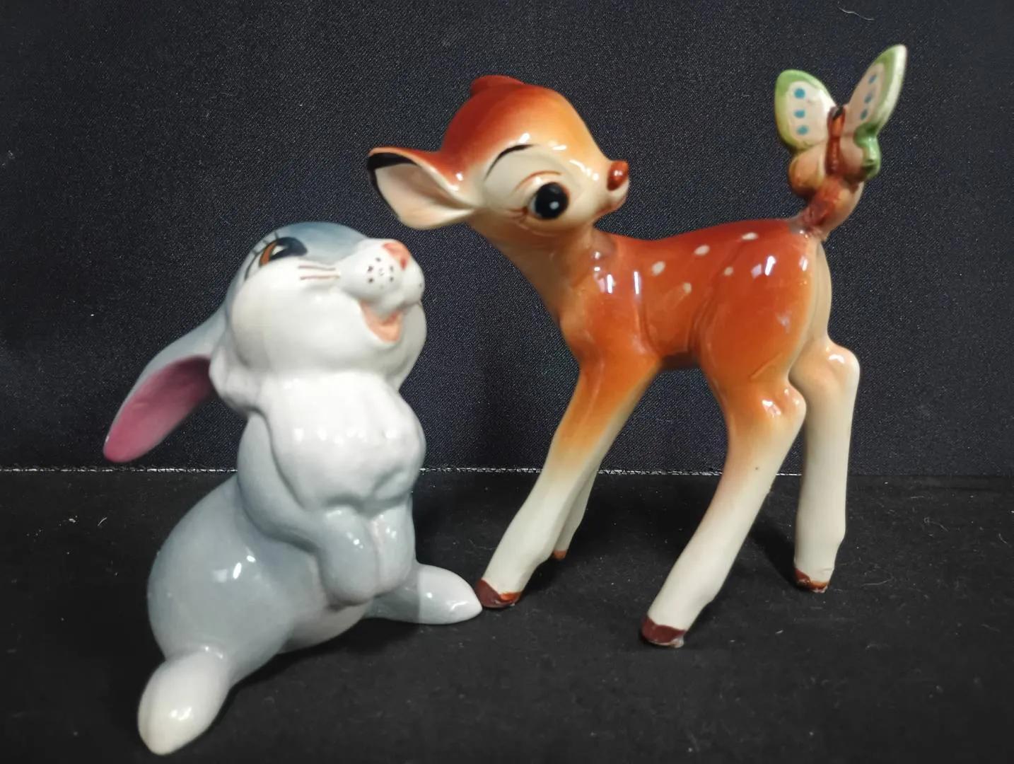 Vintage 1950s Walt Disney “Bambi & Thumper” Ceramic Figurine Pair