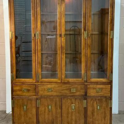Mid-Century Modern Display Cabinet with Brass Accents