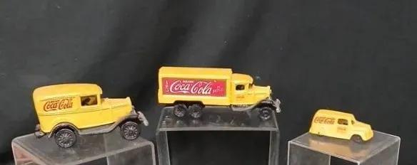 (3) Cast Iron Vintage Coca Cola Trucks