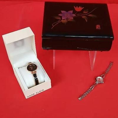 New - Anne Klein Watch & Vintage Japanese Lacquered Music Box